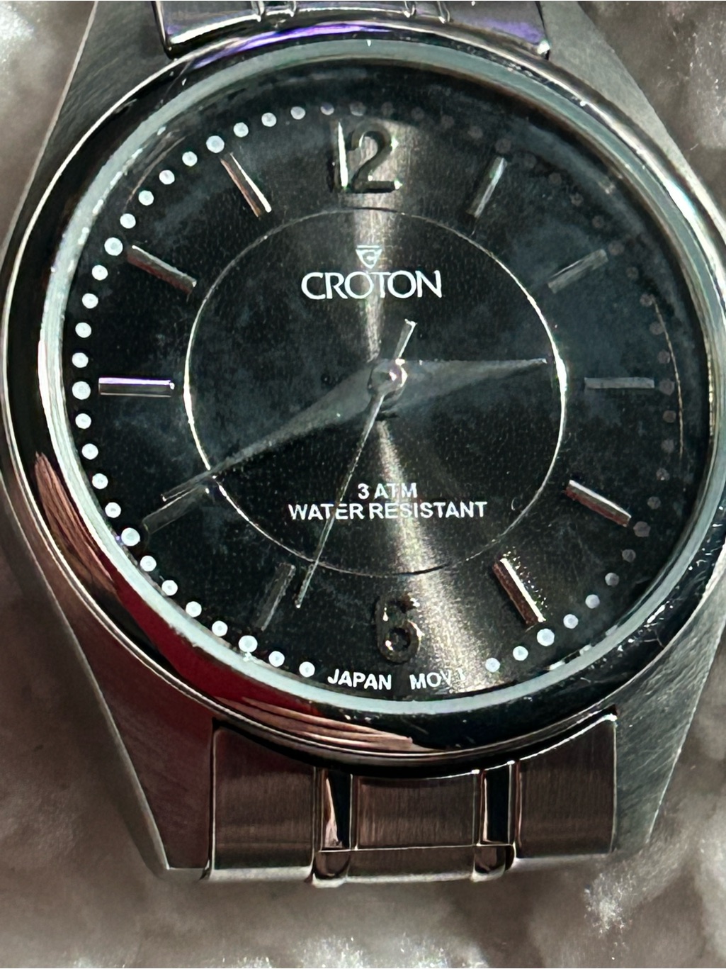 Croton Silver Stainless Steel Watch With Black Dial